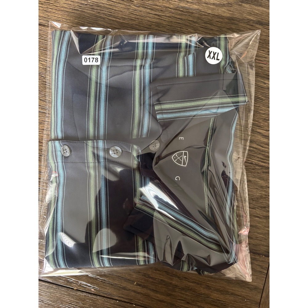 Nike Golf Dri-FIT UV Striped Polo Shirt Mens XXL Navy Blue Teal Green 0178 - Picture 5 of 5